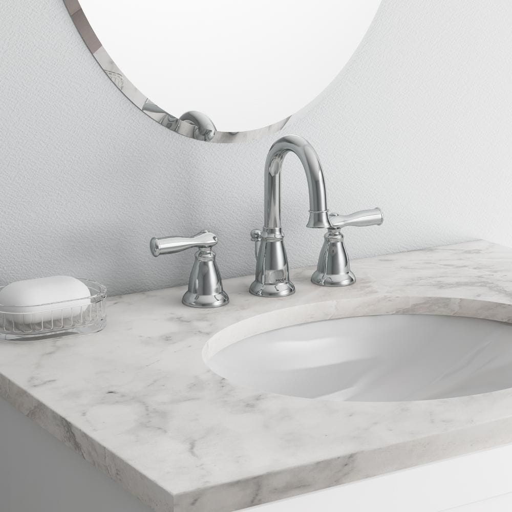 Robinet de lavabo de salle de bain à 2 poignées Banbury de 8 à 16 pouces en chrome (vidange et valve incluses)