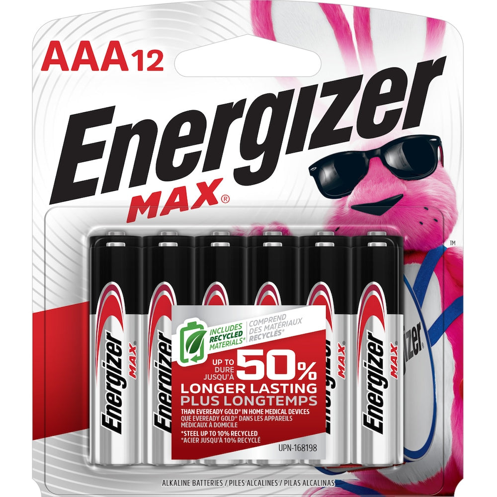 Piles AAA Energizer MAX (paquet de 12), piles alcalines triple A