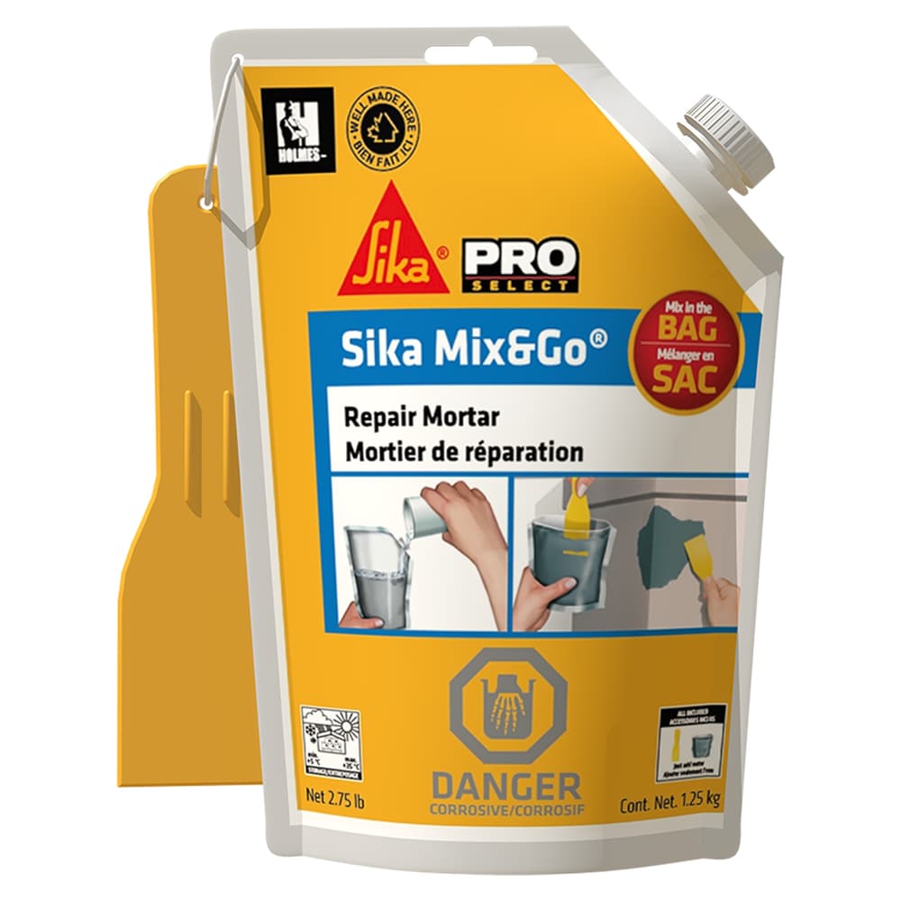 Sika Mix&amp;Go, Mortier de réparation de patch 1,25 kg, prise rapide, réparation du béton, de la maçonnerie, du ciment et des parpaings