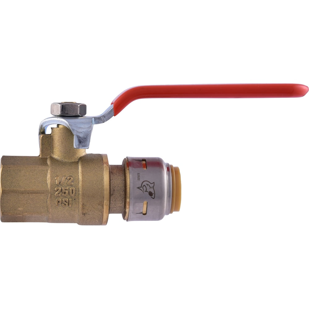 1/2 inch x 1/2 inch Female (FNPT) Brass Push-to-Connect Ball Valve