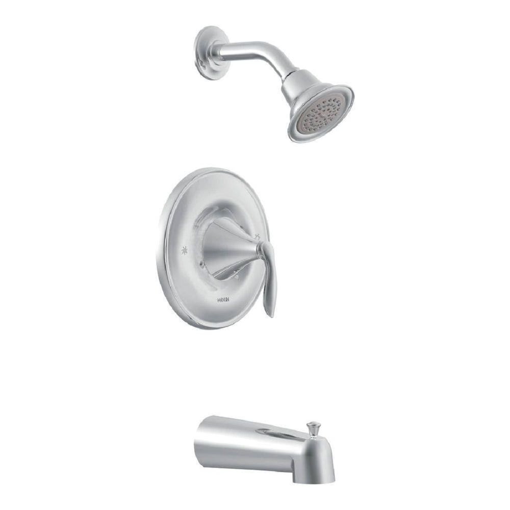 Eva Single-Handle 1-Spray Posi-Temp Bathtub Shower Faucet Trim Kit with Rain Shower Head in Chrome (Valve Not Included)