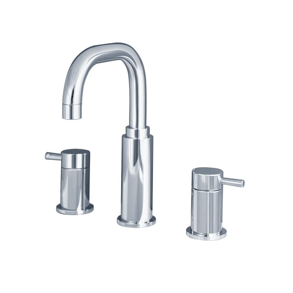 Robinet de salle de bain à arc élevé à 2 poignées Serin (8 pouces) en chrome poli (valve et drain inclus)