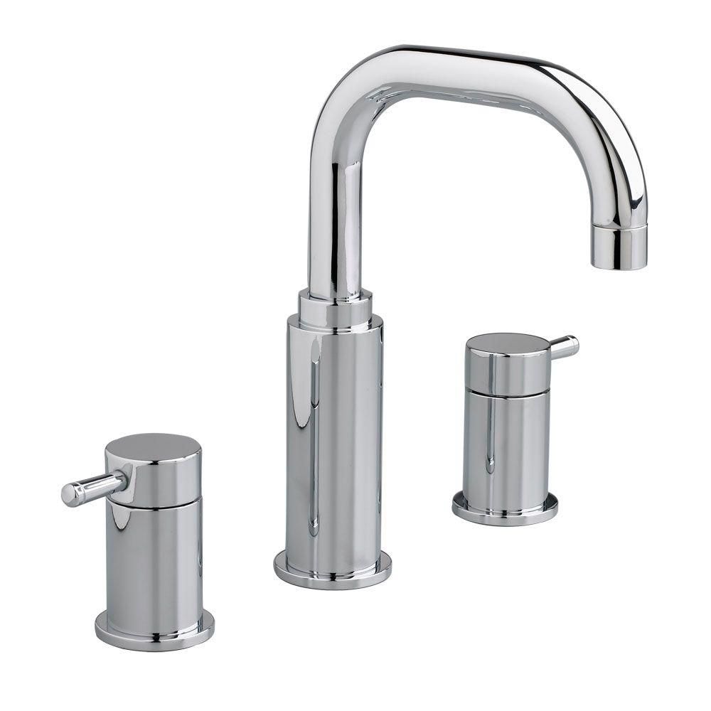 Robinet de salle de bain à arc élevé à 2 poignées Serin (8 pouces) en chrome poli (valve et drain inclus)