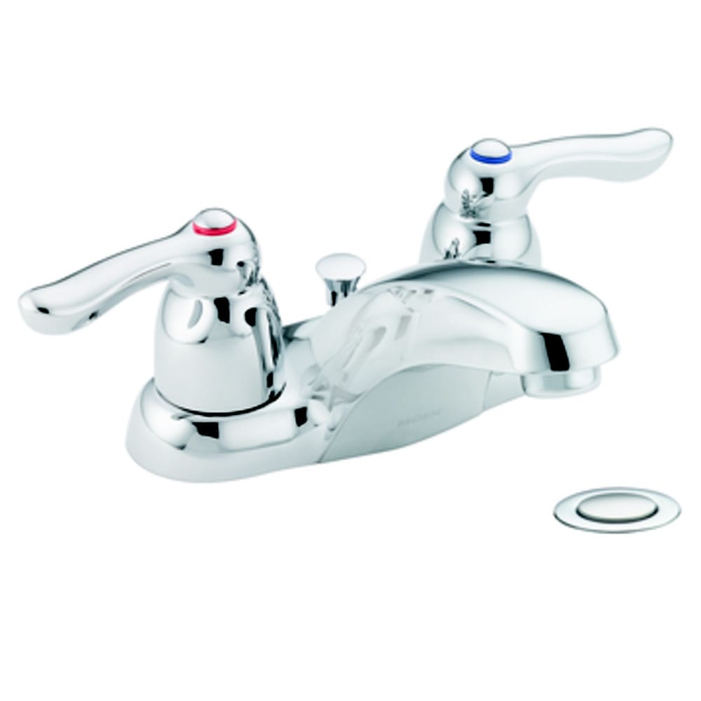 Robinet de lavabo de salle de bain à 2 poignées de 4 pouces à ensemble central Chateau en chrome (drain et valve inclus)