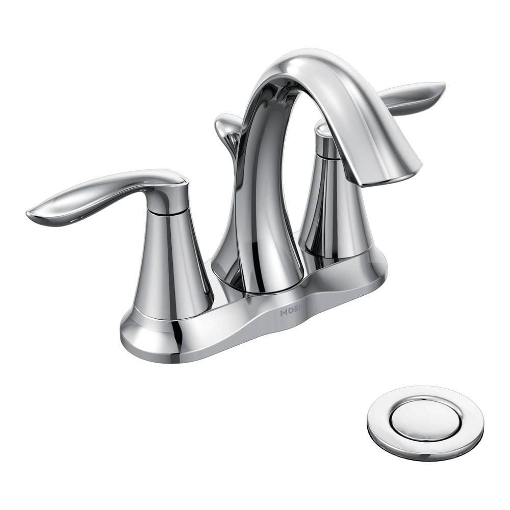 Robinet de lavabo de salle de bain central à 2 poignées Eva de 4 pouces en chrome (vidange et valve incluses)