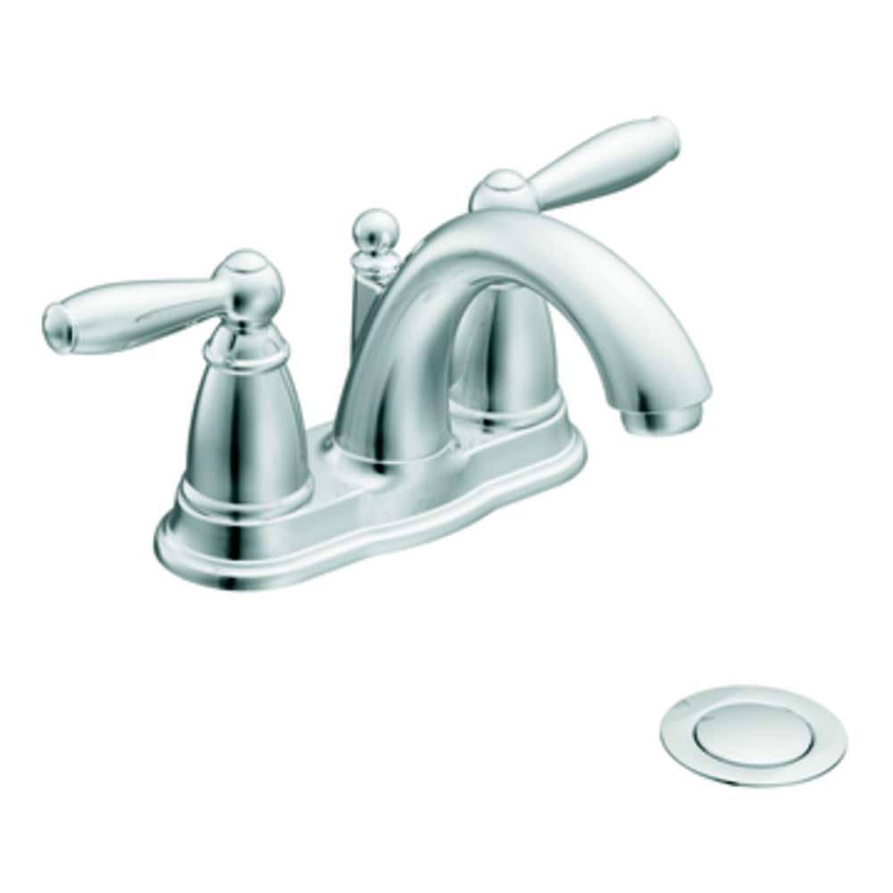 Robinet de lavabo de salle de bain à 2 poignées de 4 pouces Brantford en chrome (drain et valve inclus)