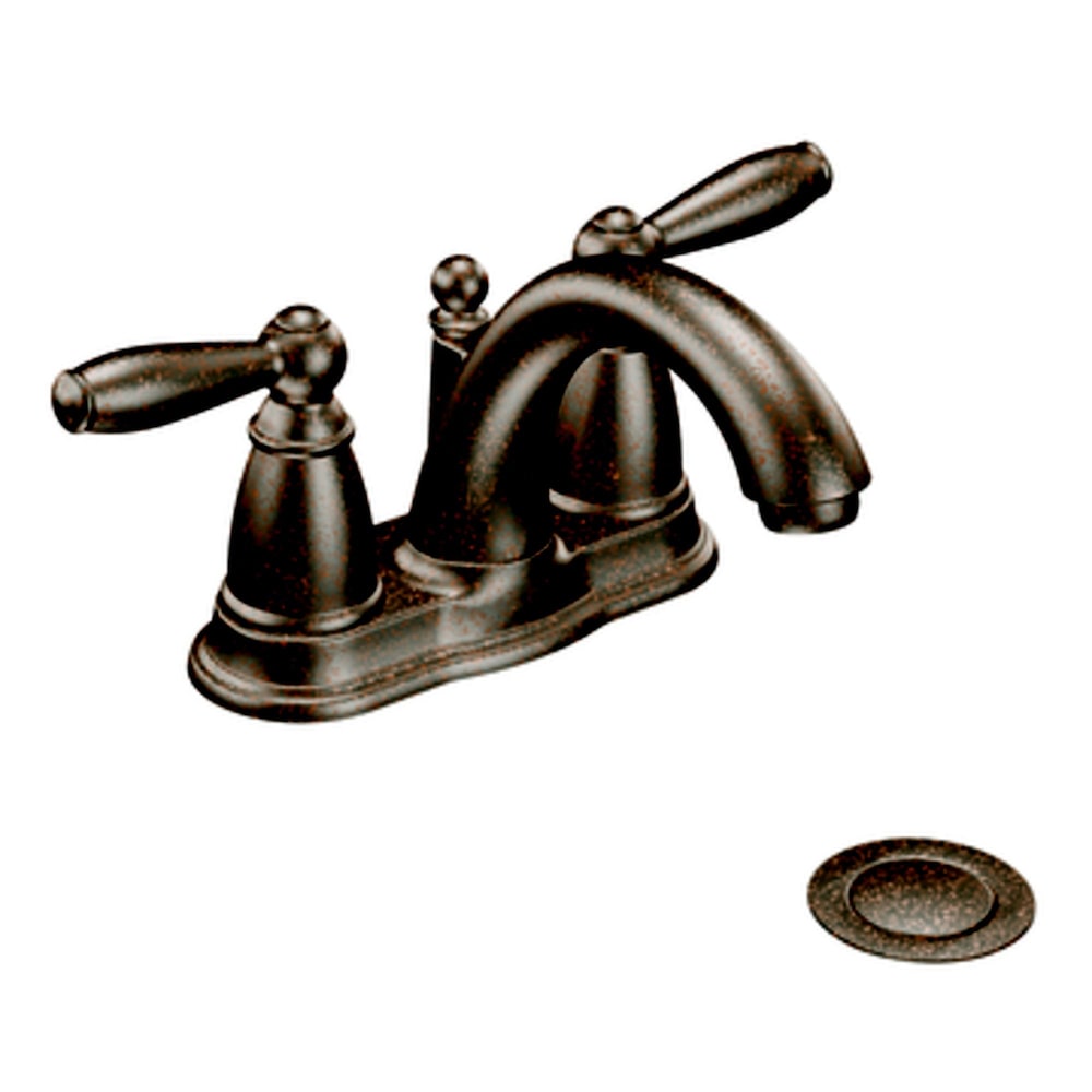 Robinet de lavabo de salle de bain à 2 poignées Brantford de 4 pouces en bronze huilé (drain et valve inclus)
