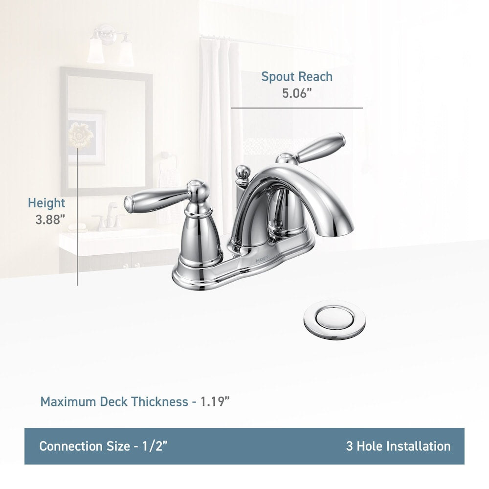 Robinet de lavabo de salle de bain à 2 poignées Brantford de 4 pouces en bronze huilé (drain et valve inclus)