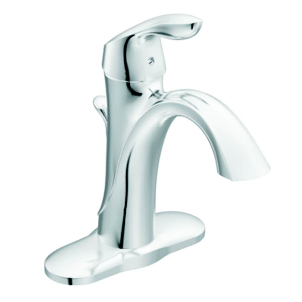 Robinet de lavabo de salle de bain à poignée unique Eva de 4 pouces avec plaque de pont en chrome (vidange et valve incluses)