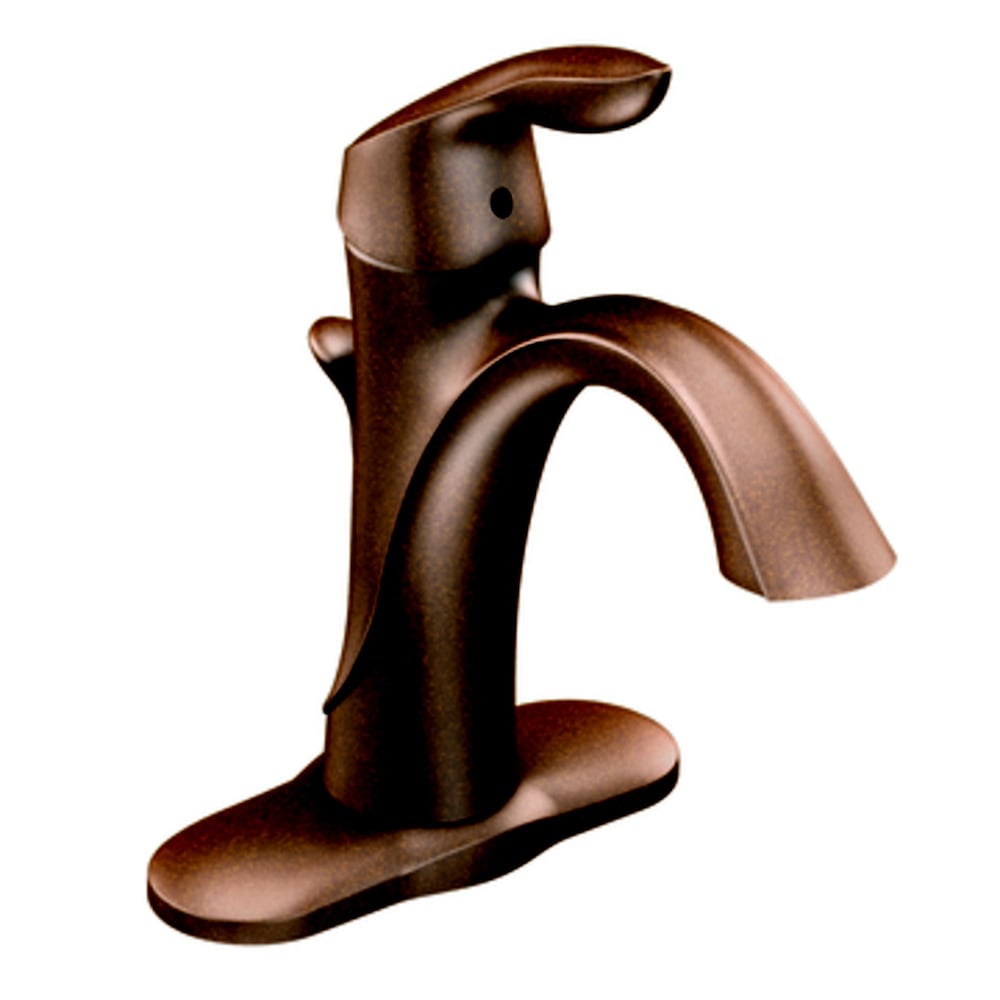 Robinet de lavabo de salle de bain à poignée unique Eva de 4 pouces avec plaque de pont en bronze huilé (vidange et valve incluses)
