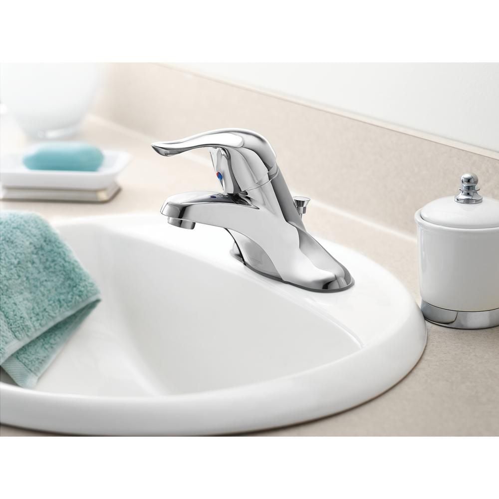 Robinet de lavabo de salle de bain à poignée unique de 4 pouces à ensemble central Chateau en chrome (drain et valve inclus)