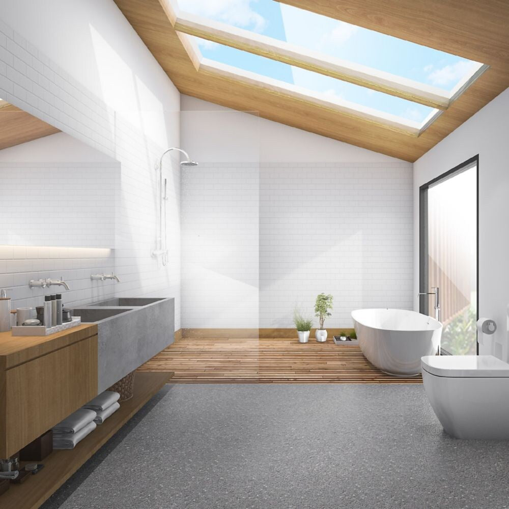 Puits de lumière fixe à triple vitrage transparent 22,5 x 46,5 po avec solin intégré - Brun