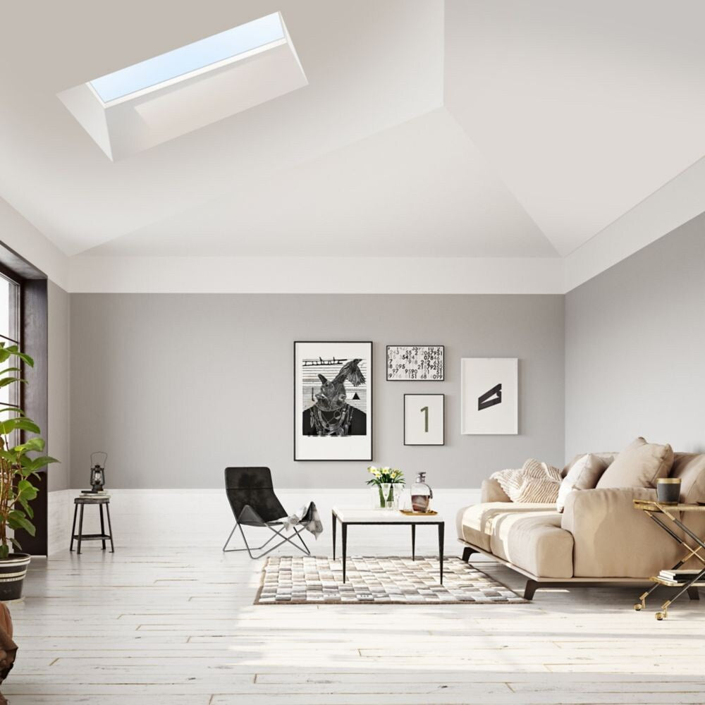 Puits de lumière fixe à triple vitrage transparent 22,5 x 46,5 po avec solin intégré - Brun