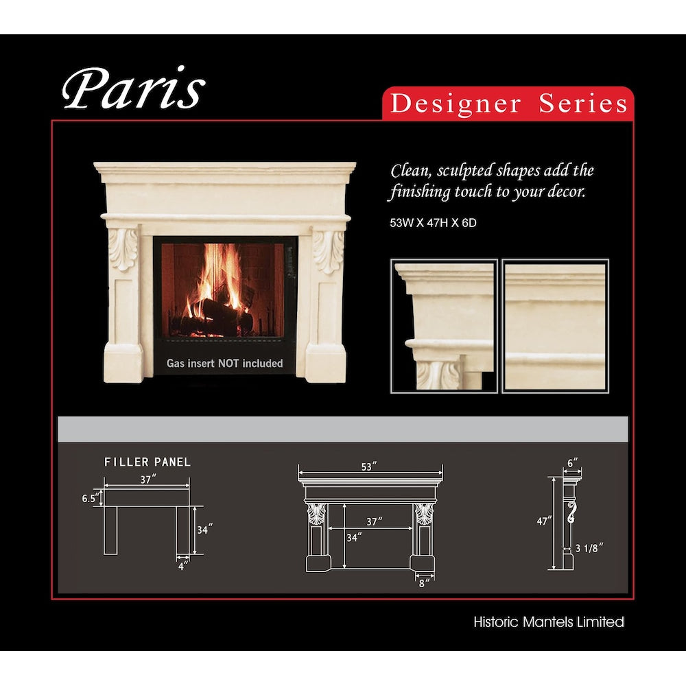 Cheminée en pierre moulée de la série Designer Paris