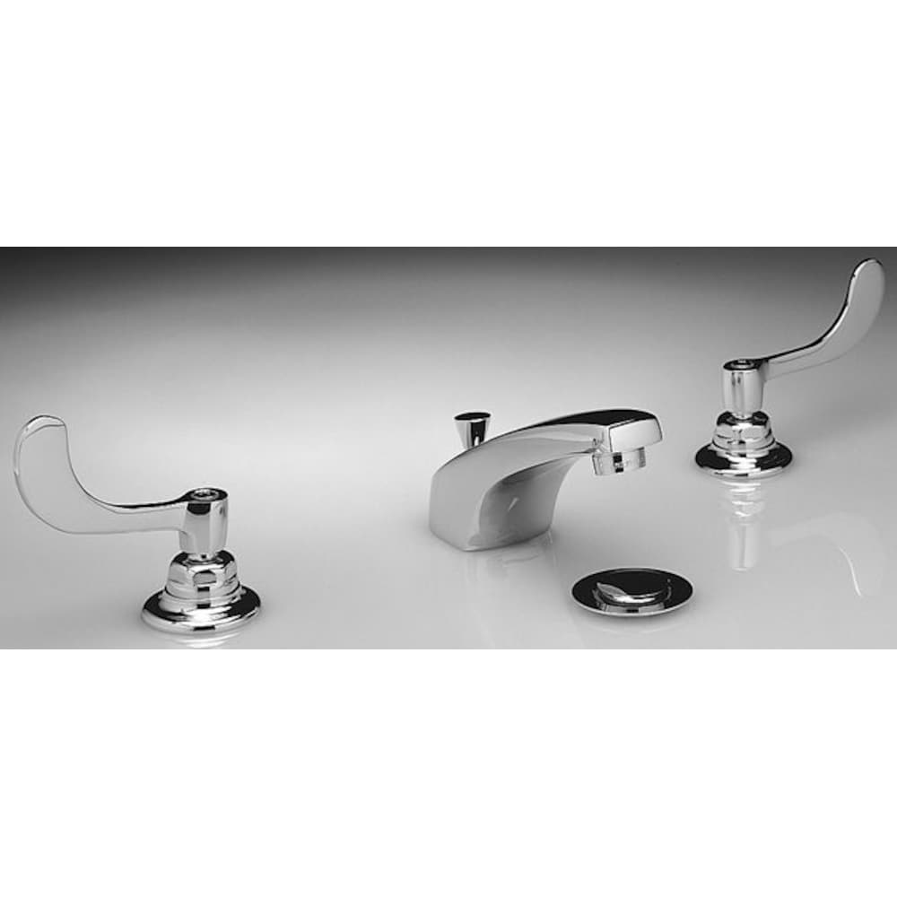 Robinet de salle de bain à arc bas à 2 poignées Monterrey (8 pouces) en chrome poli (valve et drain inclus)