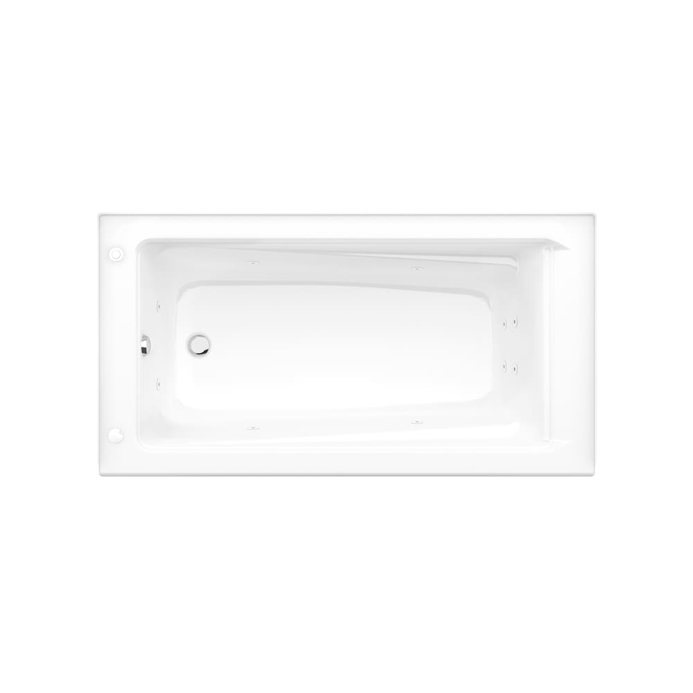 Baignoire en alcôve rectangulaire en acrylique New Town IFS 60L x 32W x 20H, drain à gauche, en blanc avec bain à remous 10 microjets