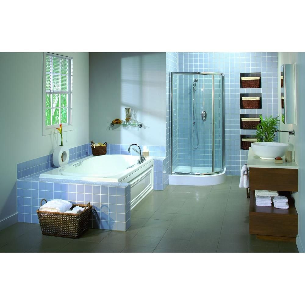 Antigua 72L x 42W x 22H Acrylic Drop-In Bathtub in White, 15-inch Soaking Depth with Aerosens Whirlpool