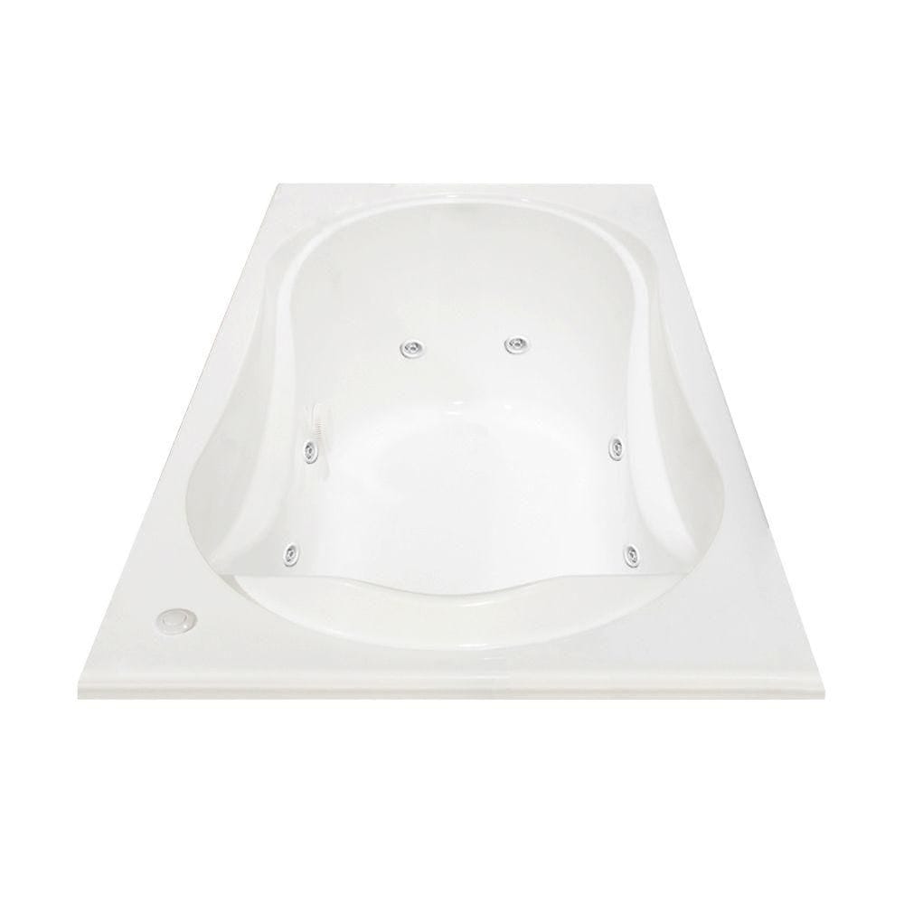 Cocoon 66L x 36W x 21H Acrylic Drop-In Bathtub, End Drain, in White with 15-inch Soaking Depth with Hydrosens Whirlpool