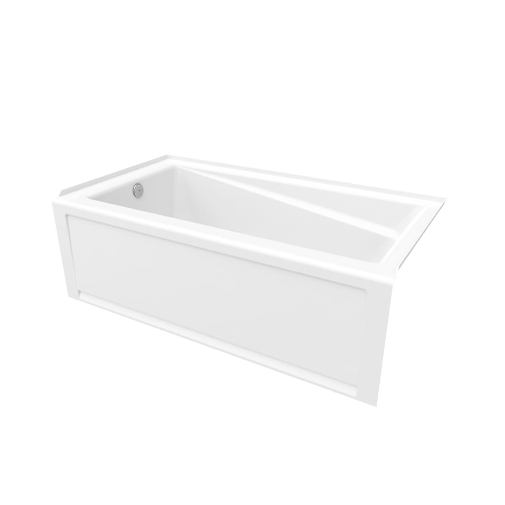 Ensemble de baignoire-douche Utile 60 po L x 30 po l x 80,5 po H avec baignoire en acrylique avec drain à gauche, 1 étagère en verre et cadre/mur de baignoire au fini mat Origin Arctik