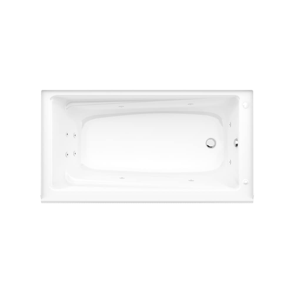 Baignoire en alcôve rectangulaire en acrylique New Town IFS 60L x 32W x 20H, drain à droite, en blanc avec bain à remous 10 microjets