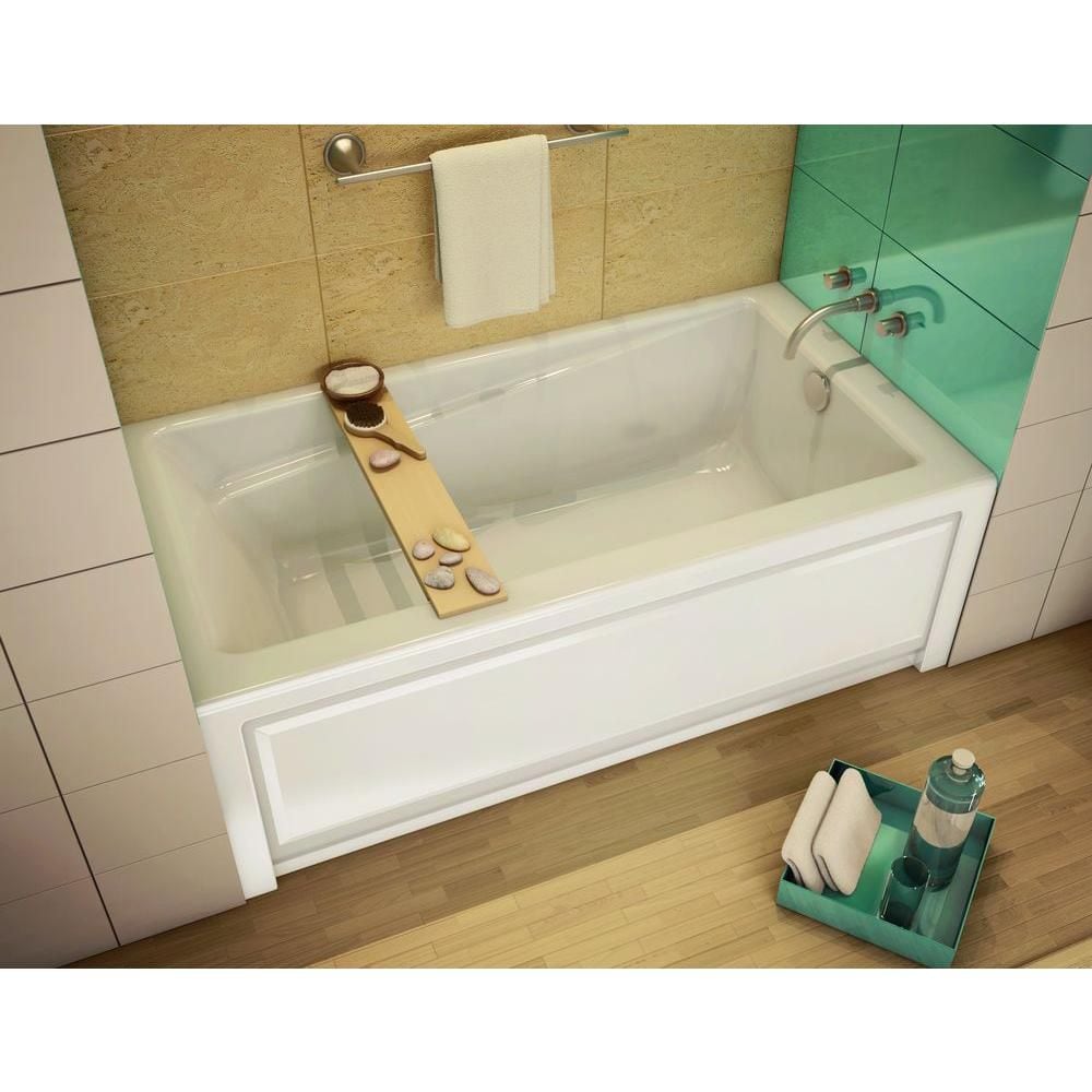 Baignoire en alcôve rectangulaire en acrylique New Town IFS 60L x 30W x 20H, drain à gauche, en blanc avec bain à remous Aerosens
