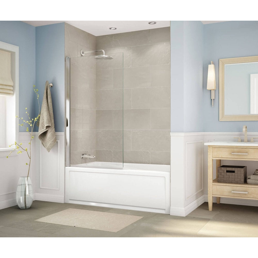 Baignoire en alcôve rectangulaire en acrylique New Town IFS 60L x 32W x 20H, drain à gauche, en blanc avec profondeur de trempage de 12 3/8 pouces