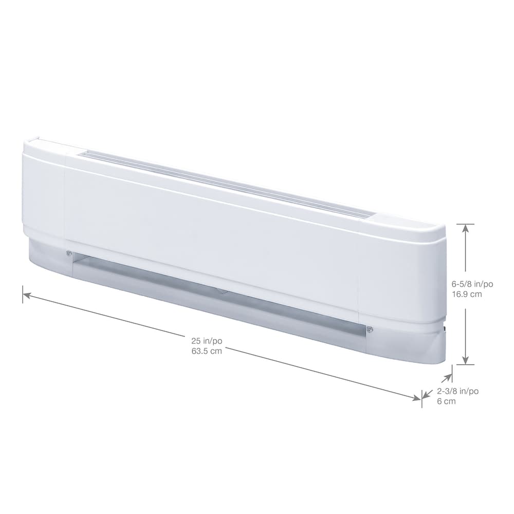 25-inch 750W 240/208V Linear Convector Electric  Baseboard Heater in White