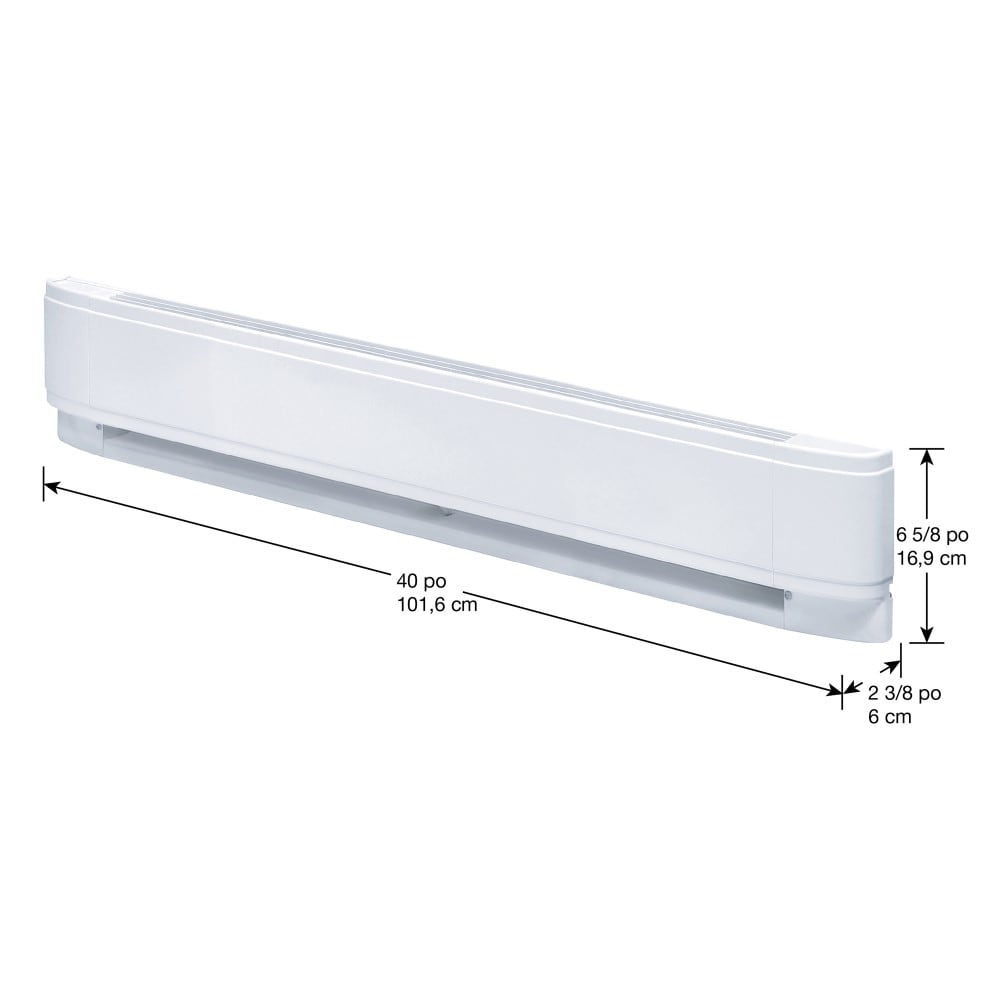 40-Inch 1500W 240/208V Linear Convector Electric Baseboard Heater in White