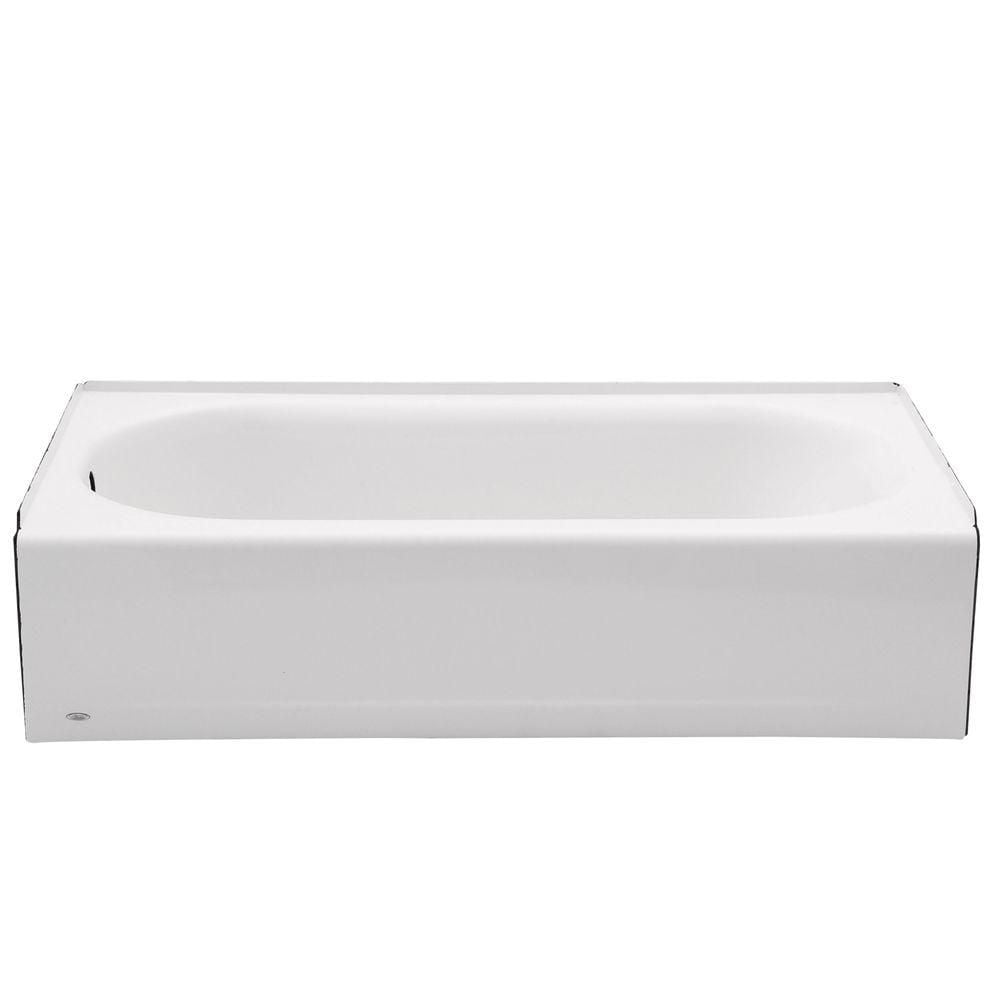 Baignoire rectangulaire de luxe Princeton de 60 po x 34 po avec drain à droite et tablier avant en blanc