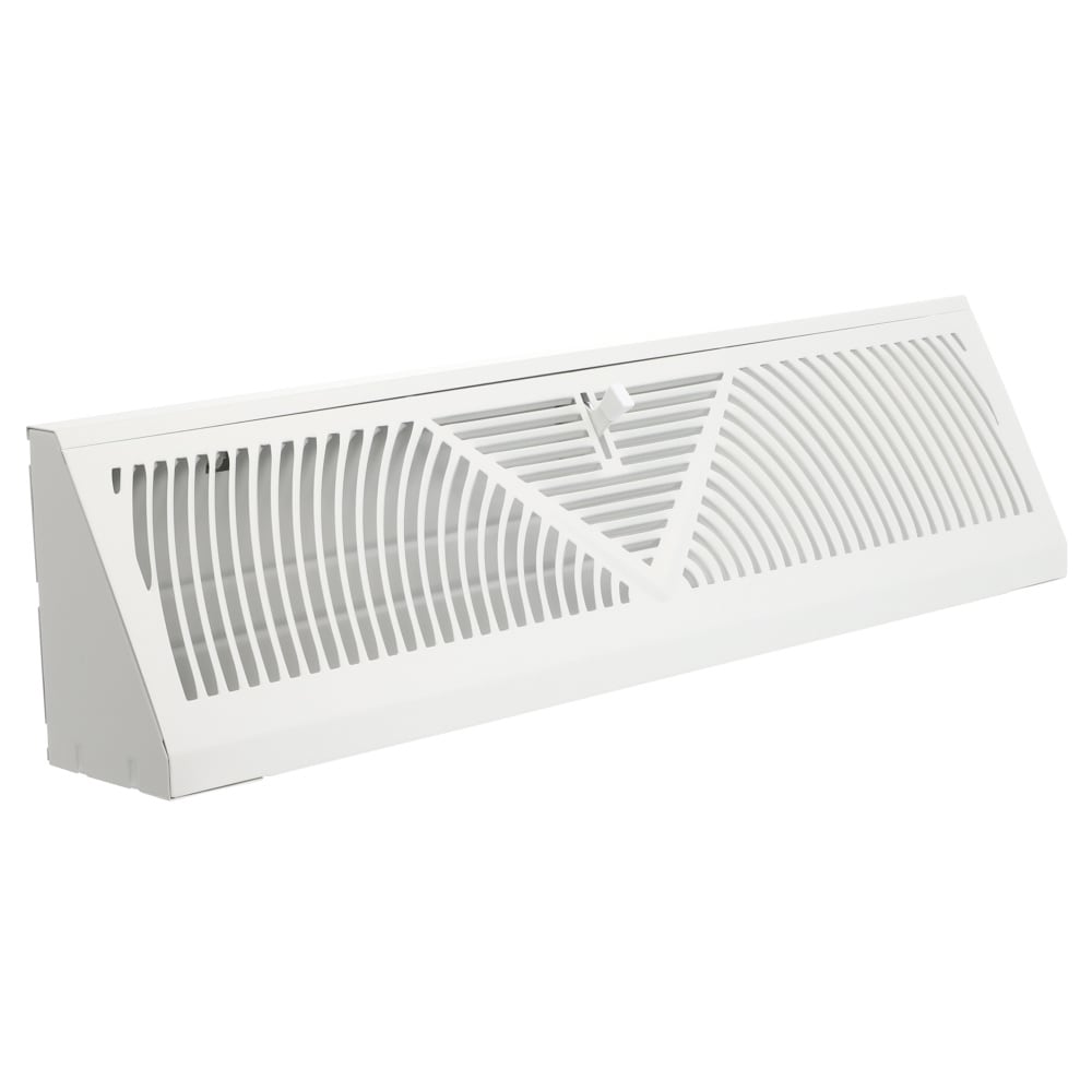 Diffuseur à registre pour plinthe de 18 po, acier, blanc