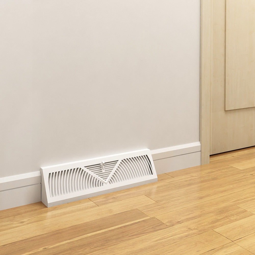 18-in Baseboard Diffuser Register, Steel, White