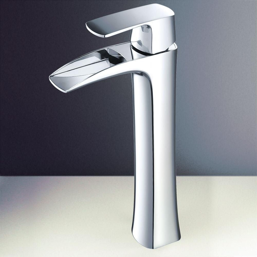 Fortore Single Hole 1-Handle Low Arc Waterfall-Flow Bathroom Faucet in Chrome with Lever Handle