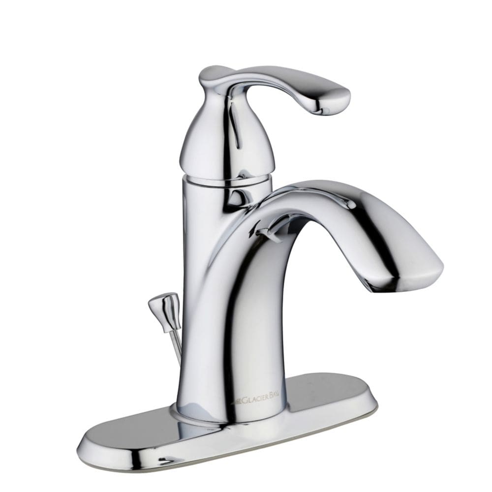 Robinet de salle de bain Edgewood à un trou et à 1 poignée à arc moyen avec poignée à levier en chrome