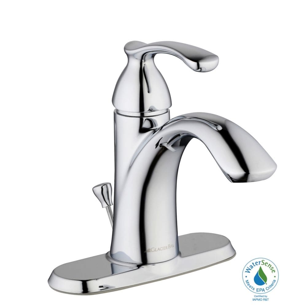 Robinet de salle de bain Edgewood à un trou et à 1 poignée à arc moyen avec poignée à levier en chrome