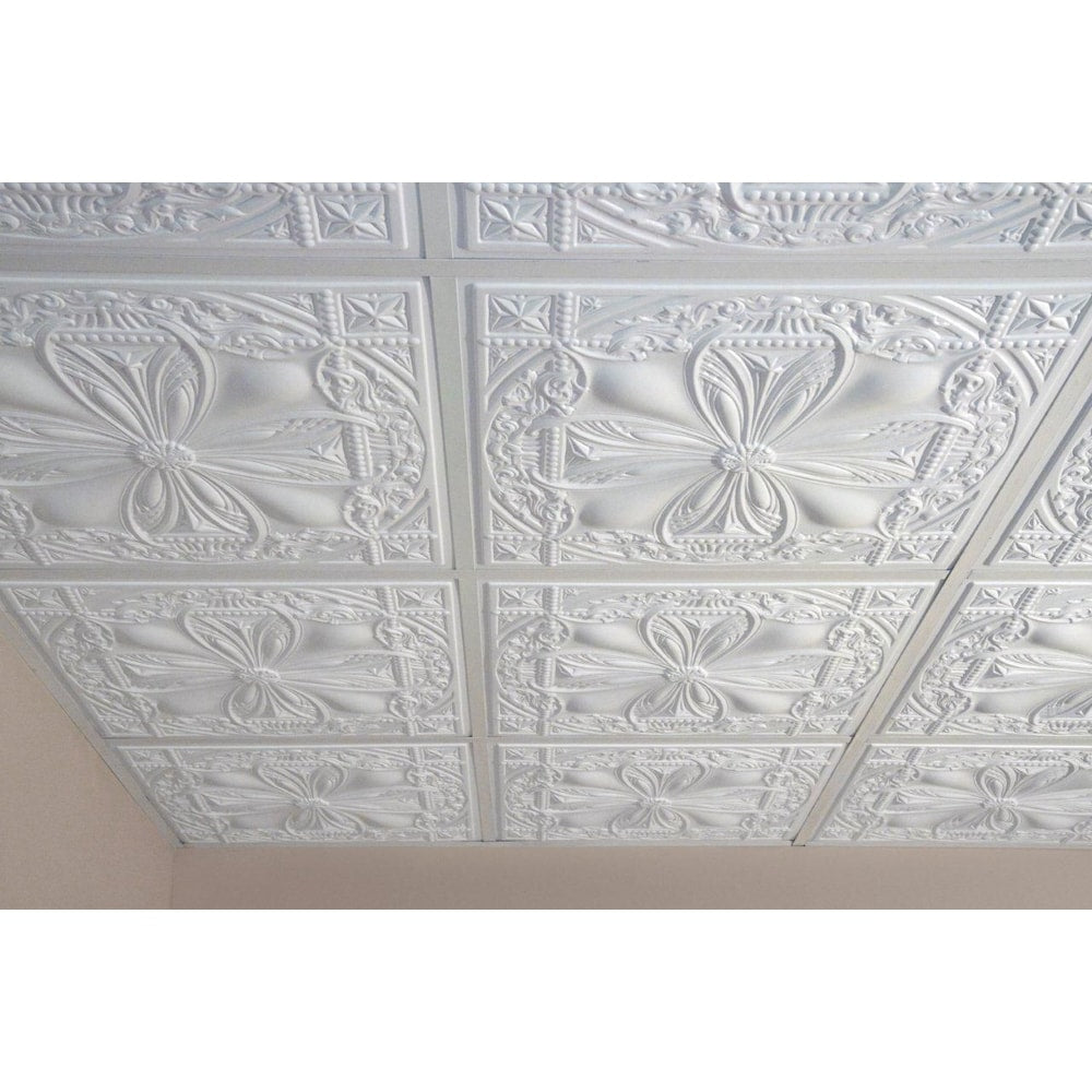 Tuile de plafond Avalon blanche, 2 pieds x 2 pieds, à poser ou à coller