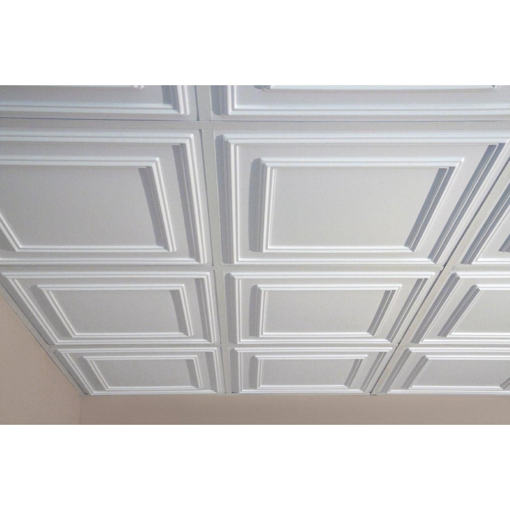 Tuile de plafond Cambridge, 2 pi x 2 pi, à poser ou à coller, blanche
