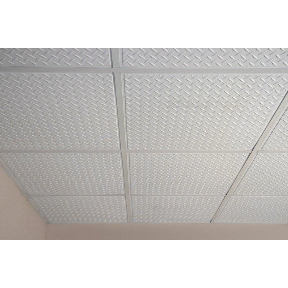 Tuile de plafond blanche Diamond Plate, 2 pieds x 2 pieds, à poser ou à coller
