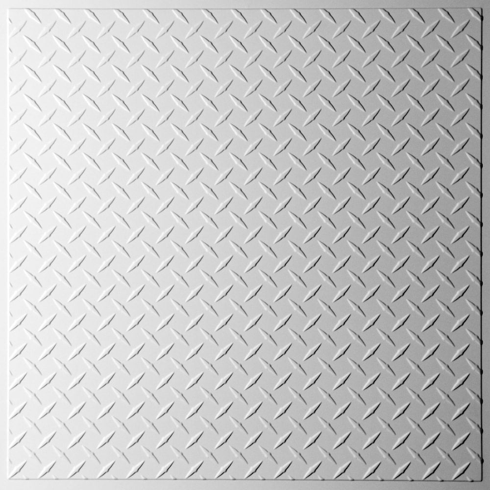 Tuile de plafond blanche Diamond Plate, 2 pieds x 2 pieds, à poser ou à coller