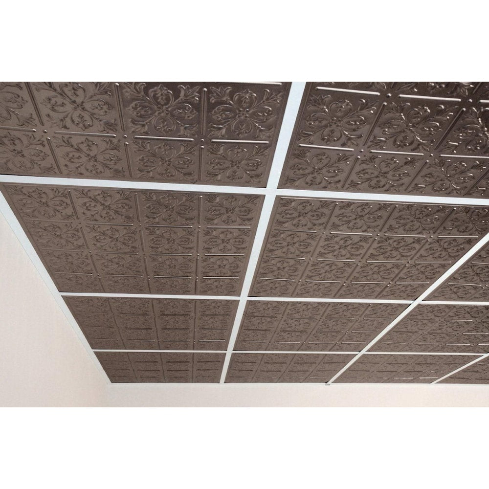 Tuile de Plafond en Faux Étain Fleur de Lys, 2 pieds x 2 pieds à poser ou à coller