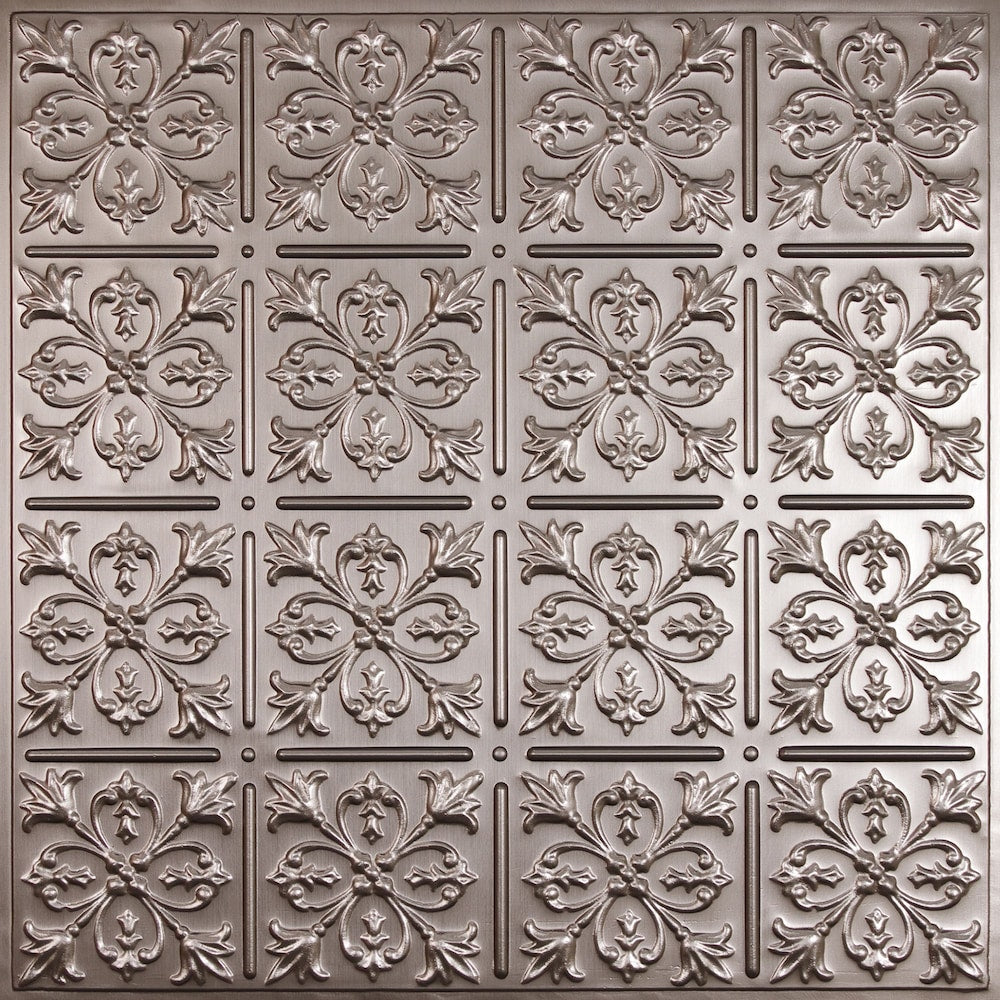 Tuile de Plafond en Faux Étain Fleur de Lys, 2 pieds x 2 pieds à poser ou à coller