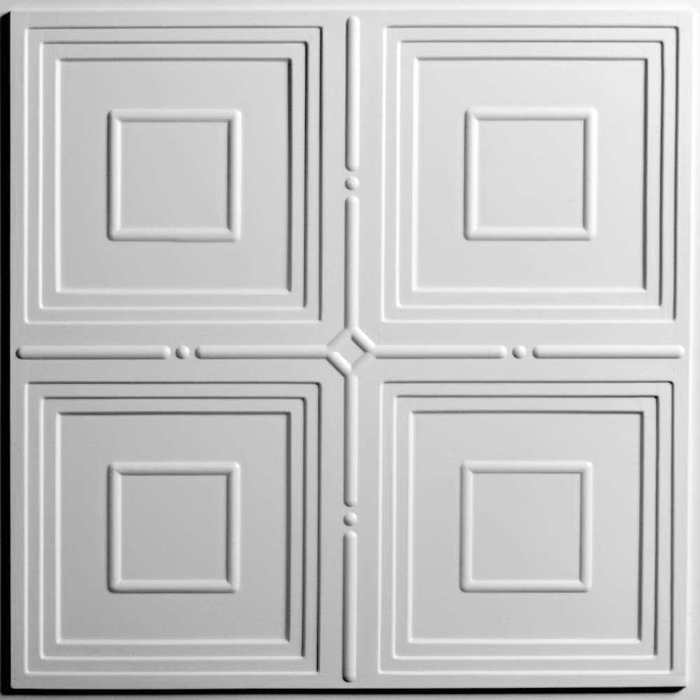 Tuile de plafond Jackson blanche, 2 pieds x 2 pieds, à poser ou à coller