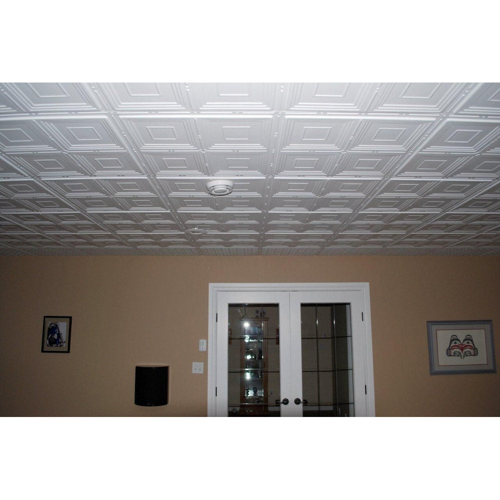 Tuile de plafond Jackson blanche, 2 pieds x 2 pieds, à poser ou à coller