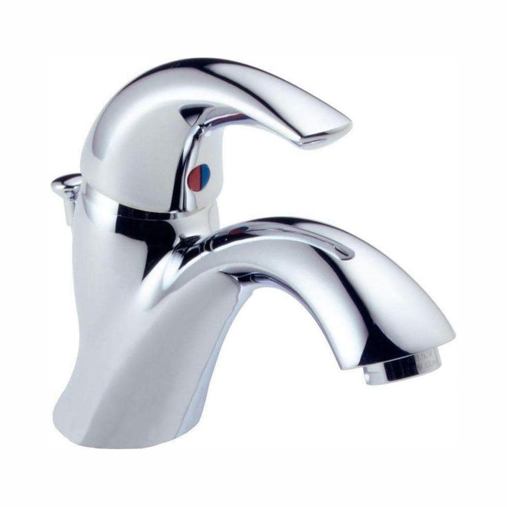 Robinet de salle de bain classique à un trou et à levier unique à arc moyen, montage sur pont, débit standard, chrome