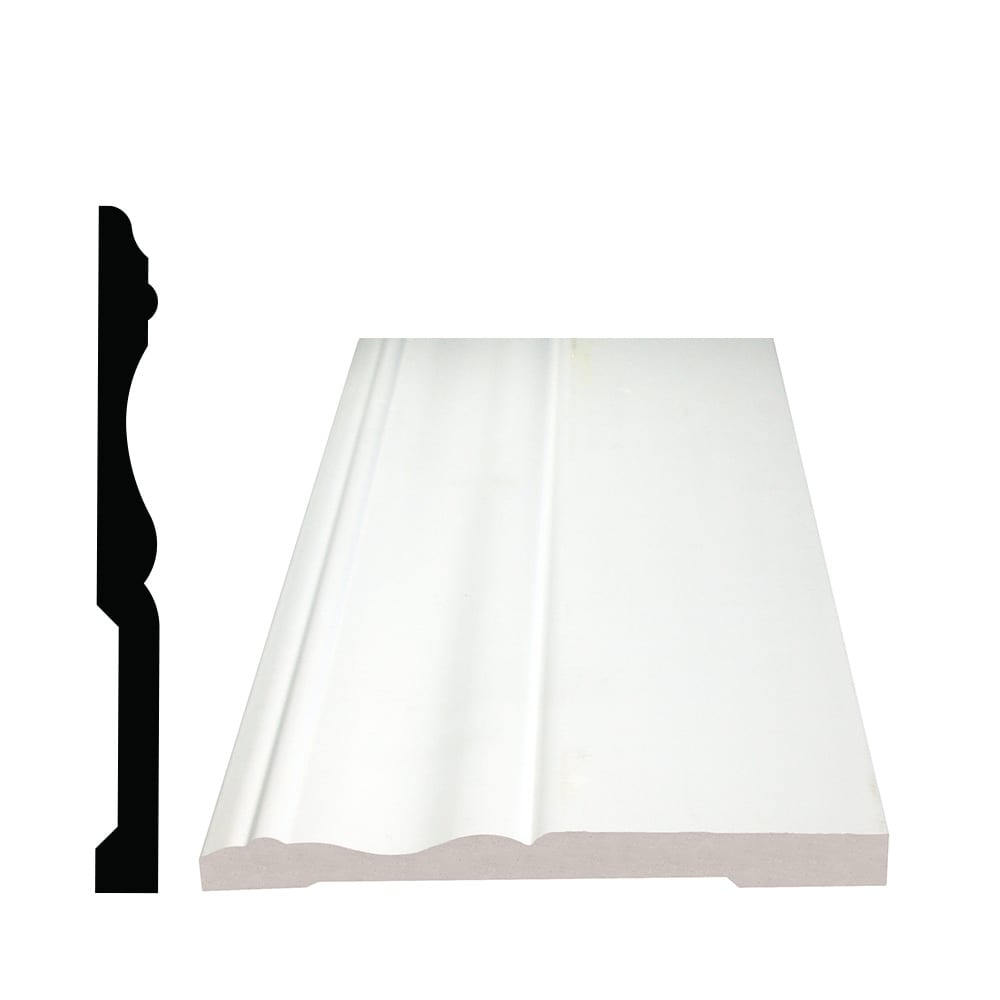 3/8-inch x 3-7/8-inch x 8 ft. Primed Paintable Rot Resistant PVC Baseboard Moulding
