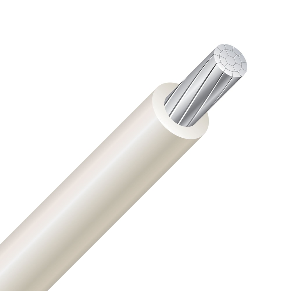 Fil électrique en aluminium Southwire #2 RW90 SimPull - Blanc (coupé au mètre)