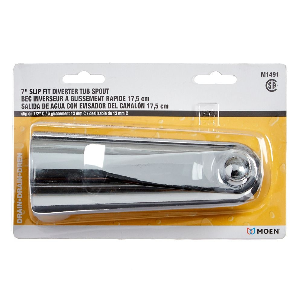 Slip-on Tub Spout. 7-inch Extended - Chrome