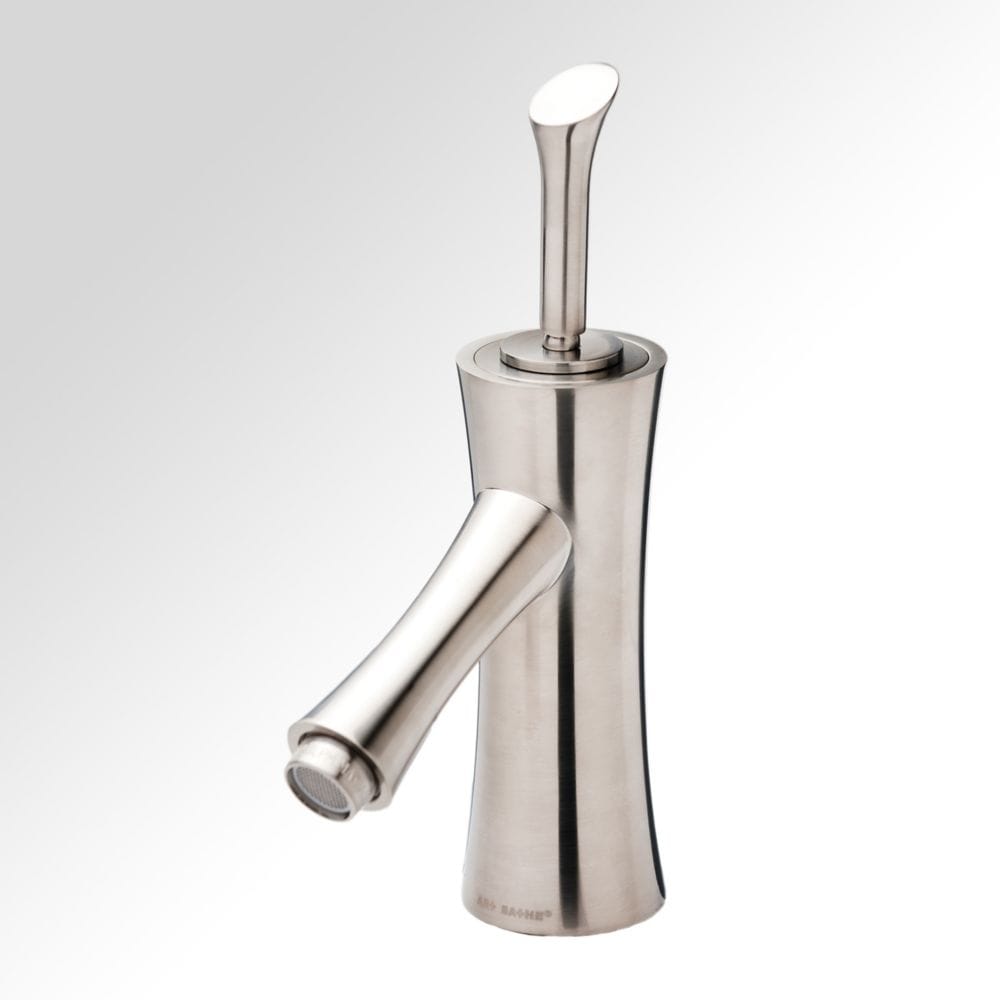 Bamboo Single Hole 1-Handle Low Arc Bathroom Faucet in Brushed Nickel with Lever Handle