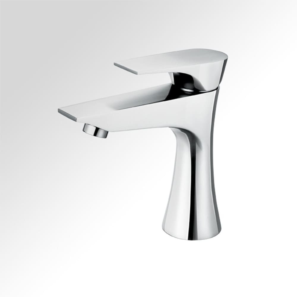 Robinet de salle de bain à arc bas à 1 poignée et trou unique Diva en chrome avec poignée à levier