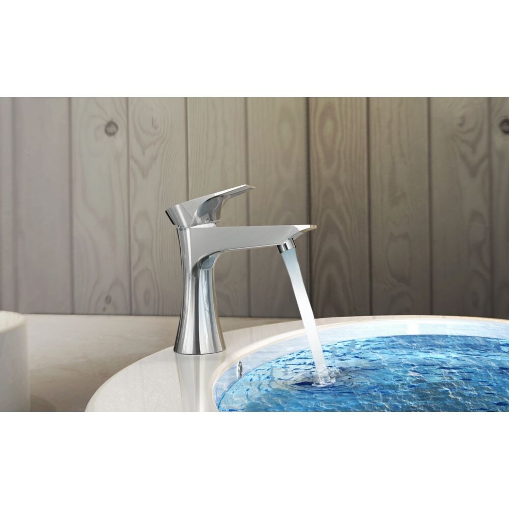 Robinet de salle de bain à arc bas à 1 poignée et trou unique Diva en chrome avec poignée à levier