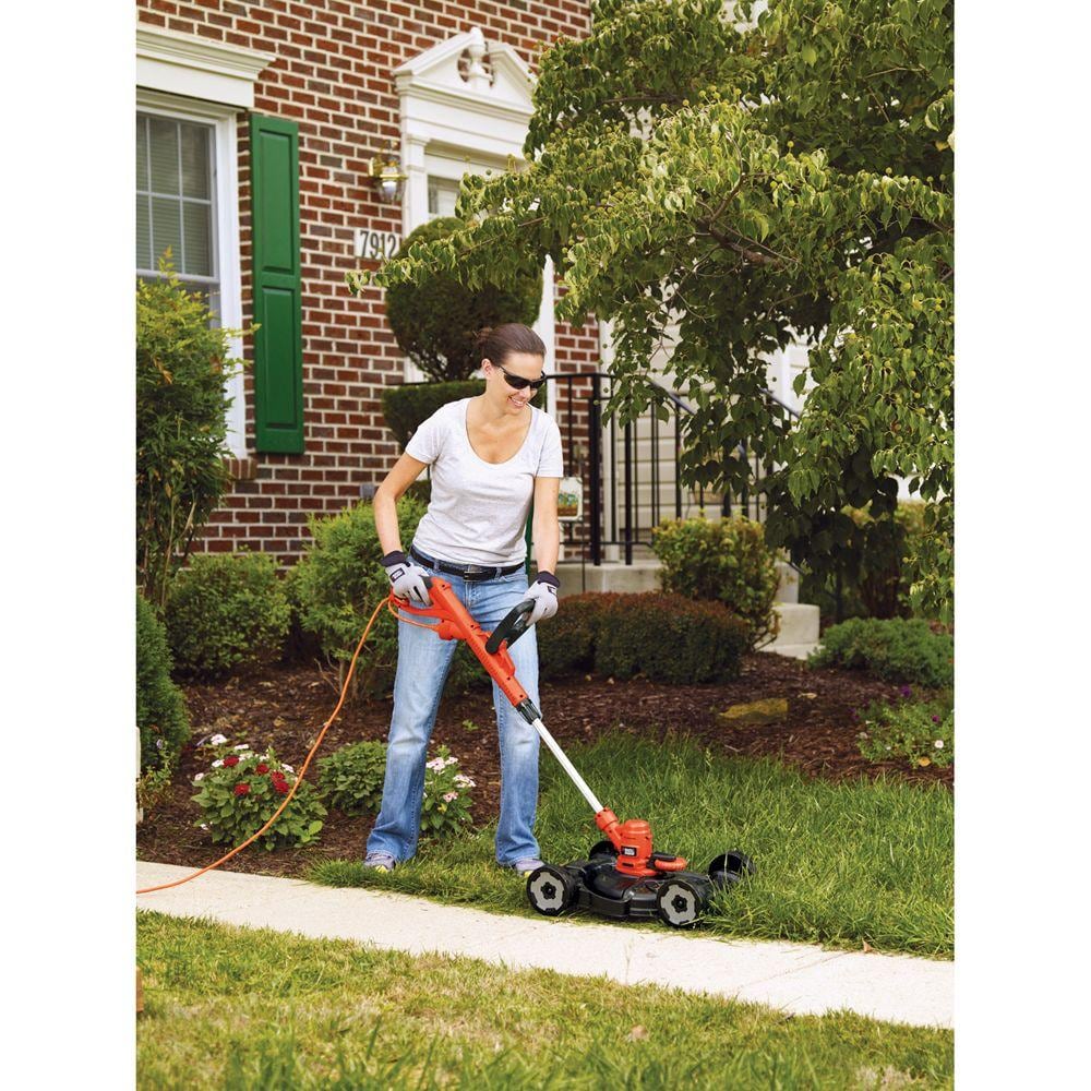 12-inch 6.5 Amp Corded Electric Straight Shaft Single Line 3-in-1 String Grass Trimmer/Lawn Edger/Push Mower